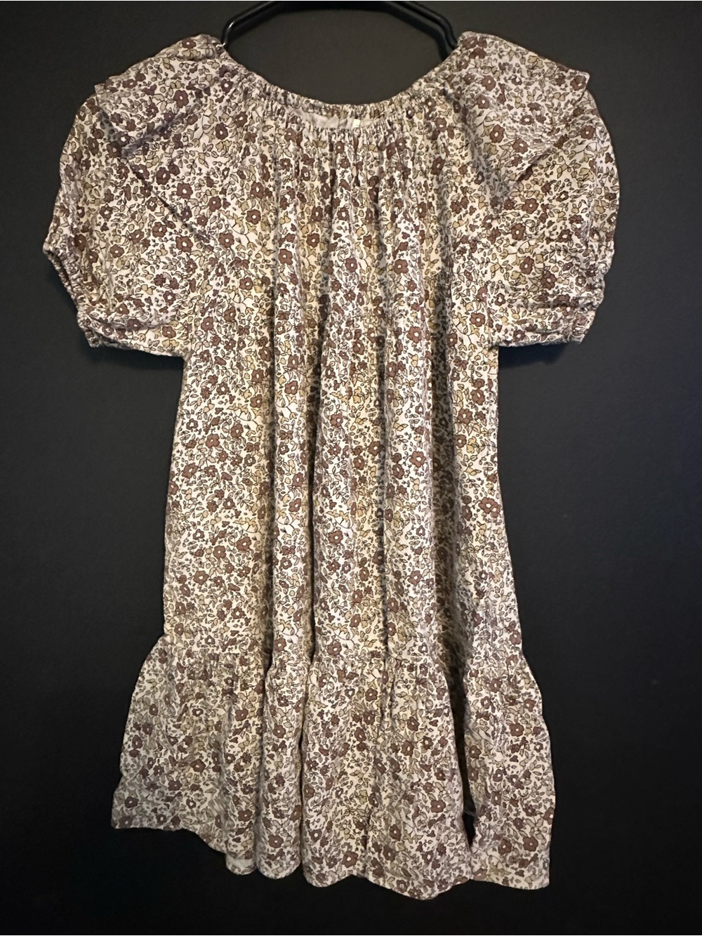 Rylee + Cru Brown Floral Puff-Sleeve Dress